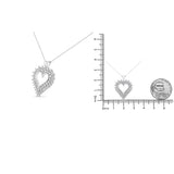 .925 Sterling Silver 4 Cttw Round-Cut Double Row Composite Diamond Heart 18