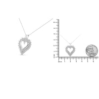 .925 Sterling Silver 4 Cttw Round-Cut Double Row Composite Diamond Heart 18