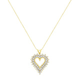 14K Yellow Gold .925 Sterling Silver 4 cttw Round-cut Diamond Cluster Heart Pendant Necklace (K-L Color, I1-I2 Clarity)-1 thumbnail 2