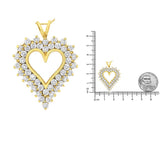 14K Yellow Gold .925 Sterling Silver 4 cttw Round-cut Diamond Cluster Heart Pendant Necklace (K-L Color, I1-I2 Clarity)-4 thumbnail 5