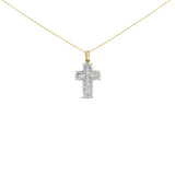 14K Yellow Gold 2.0 Cttw Multi-Row Diamond Cross Pendant Necklace-0 thumbnail 1