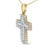 14K Yellow Gold 2.0 Cttw Multi-Row Diamond Cross Pendant Necklace-3 thumbnail 4