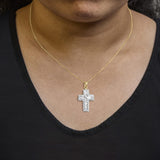 14K Yellow Gold 2.0 Cttw Multi-Row Diamond Cross Pendant Necklace-2 thumbnail 3