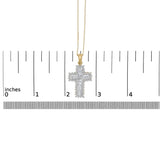 14K Yellow Gold 2.0 Cttw Multi-Row Diamond Cross Pendant Necklace-4 thumbnail 5