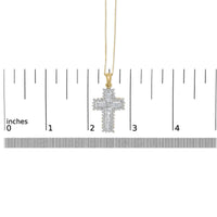 14K Yellow Gold 2.0 Cttw Multi-Row Diamond Cross Pendant Necklace