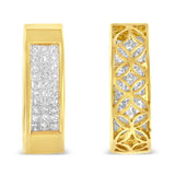 14K Gold 1/2 Cttw Invisible Set Princess Cut Diamond Vertical Bar Block Pendant 18