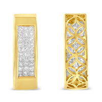 14K Gold 1/2 Cttw Invisible Set Princess Cut Diamond Vertical Bar Block Pendant 18