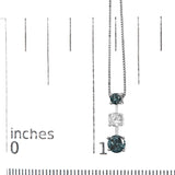 14K White Gold 1 1/2 Cttw Treated Blue and White Diamond 3-Stone 18
