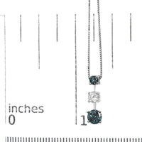14K White Gold 1 1/2 Cttw Treated Blue and White Diamond 3-Stone 18