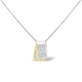 14K two-tone gold necklace with princess cut diamond foldover box pendant