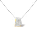 14K two tone gold necklace with princess cut diamond stones