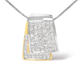 14K White and Yellow Gold 2.0 Cttw Princess Cut Diamond Two Tone Foldover Box Pendant 18” Box Chain Necklace (H-I Color, SI1-SI2 Clarity)-1 thumbnail 2