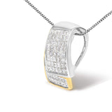 14K White and Yellow Gold 2.0 Cttw Princess Cut Diamond Two Tone Foldover Box Pendant 18” Box Chain Necklace (H-I Color, SI1-SI2 Clarity)-3 thumbnail 4