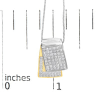 14K White and Yellow Gold 2.0 Cttw Princess Cut Diamond Two Tone Foldover Box Pendant 18” Box Chain Necklace (H-I Color, SI1-SI2 Clarity)