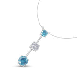14K White Gold 1 1/2 cttw White and Treated Blue Diamond Pendant Necklace (H-I, I1-I2)-3 thumbnail 4