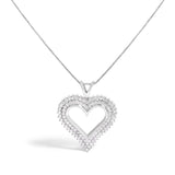 .925 Sterling Silver Diamond Heart 18