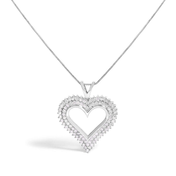 .925 Sterling Silver Diamond Heart 18