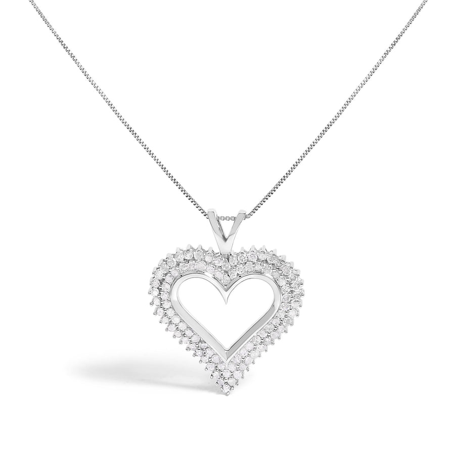 .925 Sterling Silver Diamond Heart 18