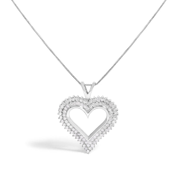 .925 Sterling Silver Diamond Heart 18