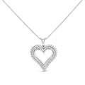 925 sterling silver heart diamond pendant necklace on 18 inch chain