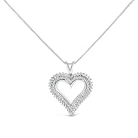 .925 Sterling Silver Diamond Heart 18