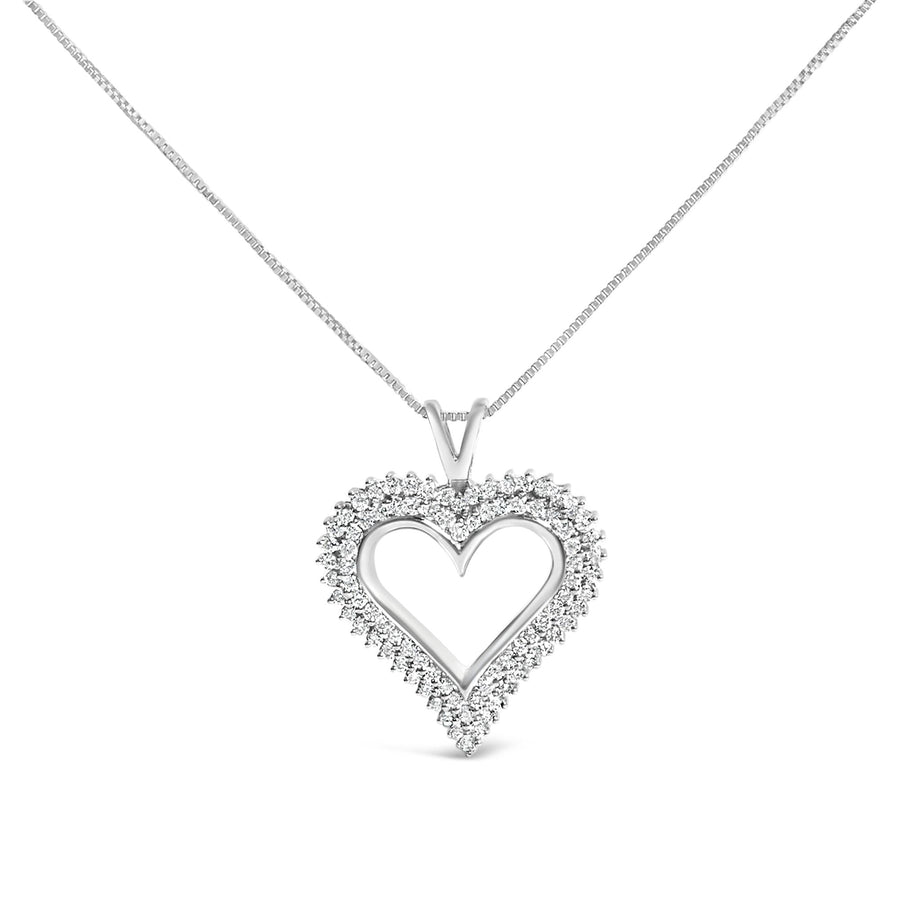 .925 Sterling Silver Diamond Heart 18