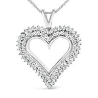 .925 Sterling Silver Diamond Heart 18