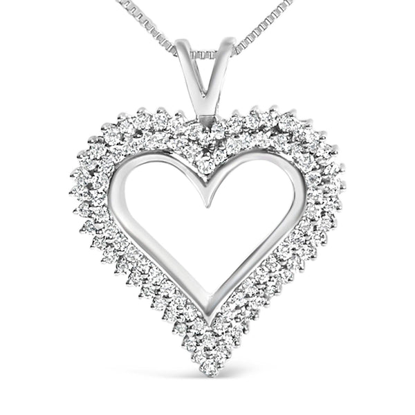 .925 Sterling Silver Diamond Heart 18