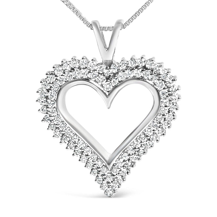 .925 Sterling Silver Diamond Heart 18