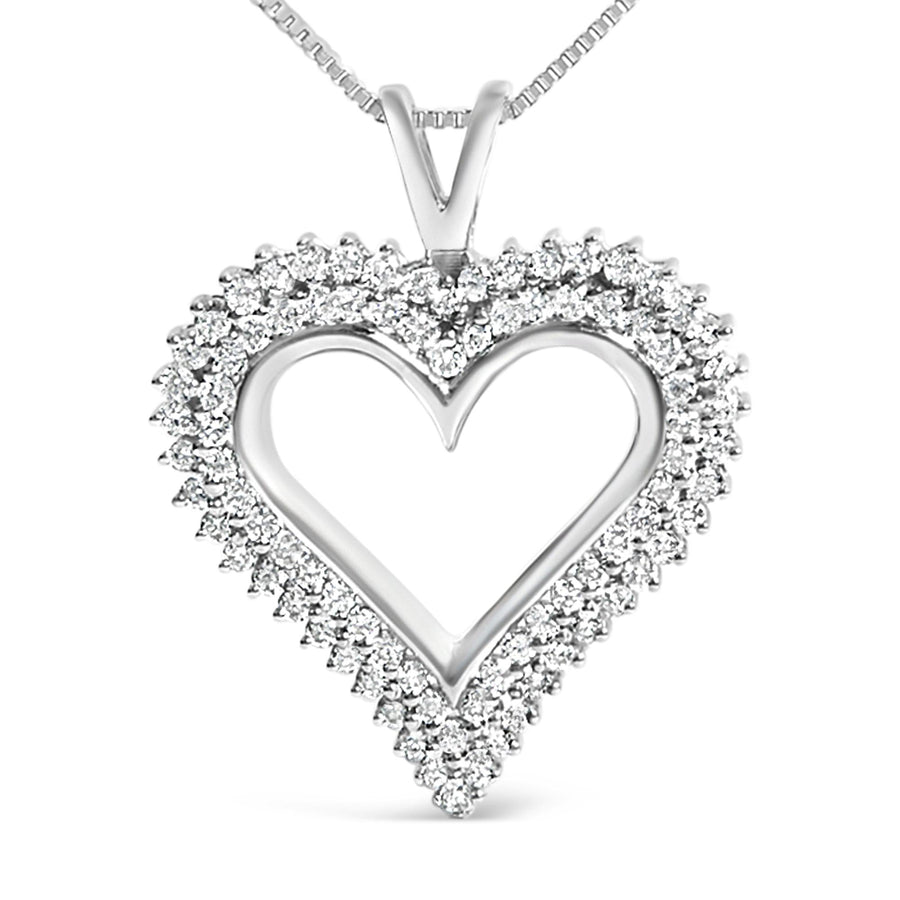 .925 Sterling Silver Diamond Heart 18