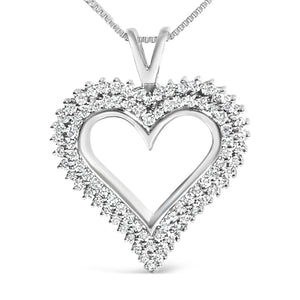 .925 Sterling Silver Diamond Heart 18
