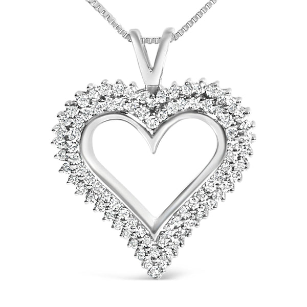 .925 Sterling Silver Diamond Heart 18