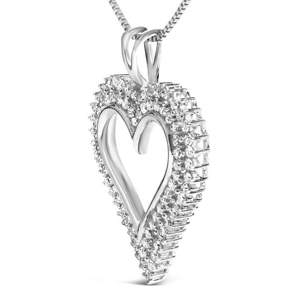 .925 Sterling Silver Diamond Heart 18