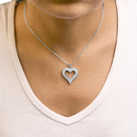 .925 Sterling Silver Diamond Heart 18