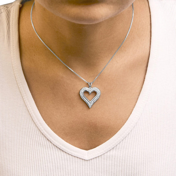 .925 Sterling Silver Diamond Heart 18
