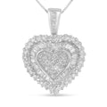 10K white gold necklace with heart-cut diamond stones forming a heart pendant