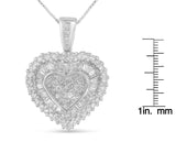 10K White Gold 1 cttw Multi Cut 1 cttw Diamond Heart Pendant Necklace (H-I, I1-I2)-3 thumbnail 4
