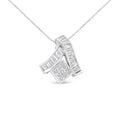 14K white gold necklace with princess and baguette diamond stones