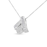 14K White Gold 1 7/8 cttw Princess and Baguette Cut Mixed Geometry Diamond Pendant Necklace (G-H, SI1-SI2)-1 thumbnail 2
