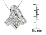 14K White Gold 1 7/8 cttw Princess and Baguette Cut Mixed Geometry Diamond Pendant Necklace (G-H, SI1-SI2)-4 thumbnail 5