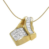 14k Yellow Gold 2.0 Cttw Princess and Baguette-cut Diamond Art Deco Inspired Pendant Necklace (G-H Color, VS1-VS2 Clarity) - 18 Inch-1 thumbnail 2