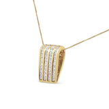14K Yellow Gold 2 1/3 cttw Princess Cut Diamond Block Pendant Necklace (H-I, SI1-SI2)-1 thumbnail 2