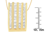 14K Yellow Gold 2 1/3 cttw Princess Cut Diamond Block Pendant Necklace (H-I, SI1-SI2)-3 thumbnail 4