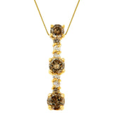 14K Yellow Gold 1 cttw White and Champagne Round Cut Diamond Drop Pendant Necklace (I-J, I1-I2)-1 thumbnail 2