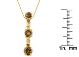14K Yellow Gold 1 cttw White and Champagne Round Cut Diamond Drop Pendant Necklace (I-J, I1-I2)-3 thumbnail 4