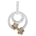 925 sterling silver floral pendant necklace with round diamond stones