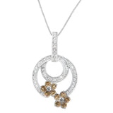 .925 Sterling Silver 1 cttw Round Cut Diamond Floral Garden Pendant Necklace (H-I, I1-I2)-1 thumbnail 2