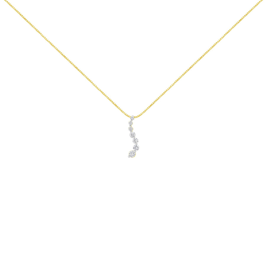 AGS Certified 14K Yellow Gold 2.0 Cttw Baguette and Brilliant Round-Cut Diamond Journey 18