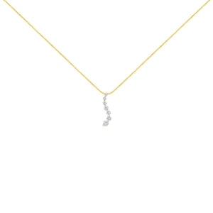 AGS Certified 14K Yellow Gold 2.0 Cttw Baguette and Brilliant Round-Cut Diamond Journey 18