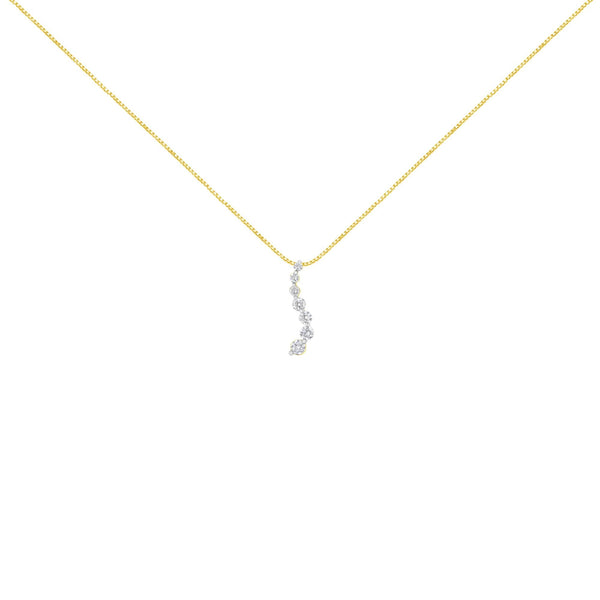AGS Certified 14K Yellow Gold 2.0 Cttw Baguette and Brilliant Round-Cut Diamond Journey 18